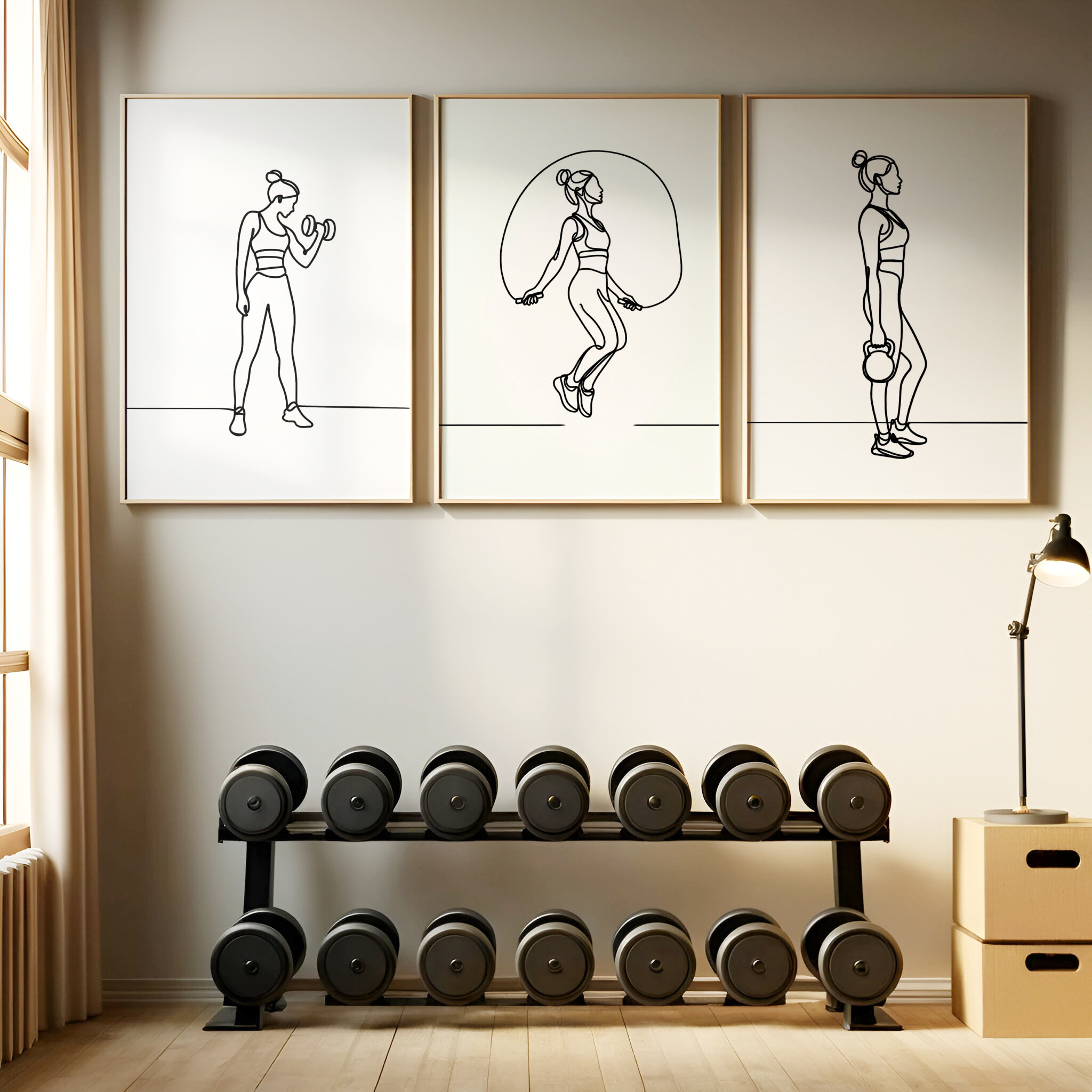 Yoga Fitness Studio - 3pcs Fitness Girl Athlete Art Posters:
