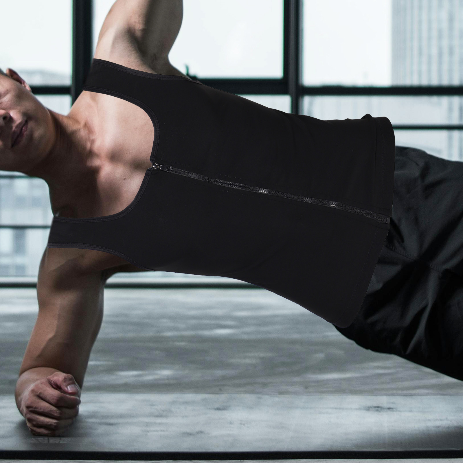 Yoga Fitness Girl - Men's Sweat Vest Zip-Up Compression Workout
