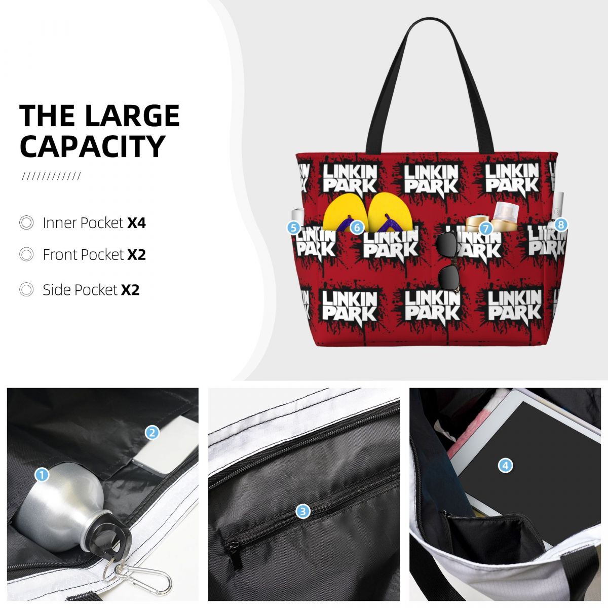 Linkin Park Band Beach Tote Ba - Yoga Fitness Park recension och pris