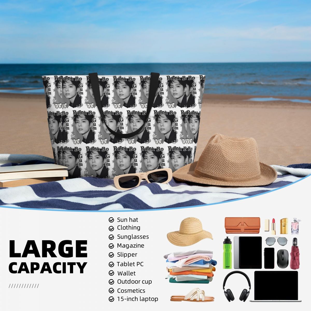Park Bo Gum Kpop Beach Tote Ba - Yoga Fitness Park recension och pris